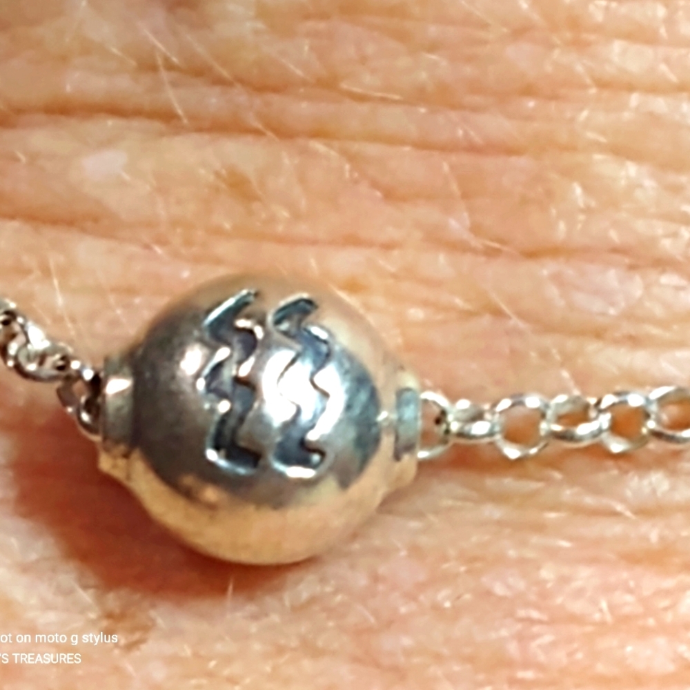UNISEX-👉AQUARIUS/STERLING 6"-8" INCH ADJUSTABLE STERLING BRACELET. 📌BALL MOVE